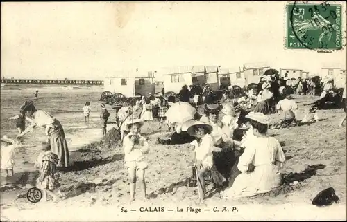 Ak Calais Pas de Calais, La Plage