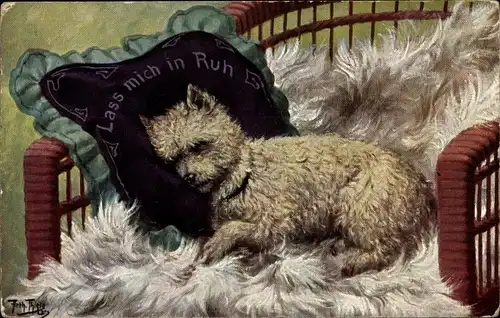 Künstler Ak Thiele, Arthur, Hund auf einem Stuhl, Lass mich in Ruh, TSN 1127