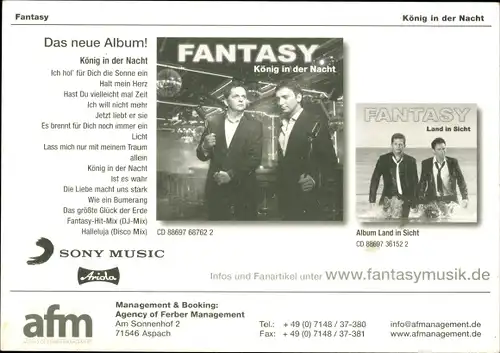 Ak Musiker Fantasy, Album König in der Nacht, Autogramme