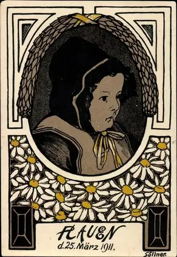 Künstler Ak Söllner, Plauen im Vogtland, Margaretentag 1911 zum Besten der Jugendfürsorge