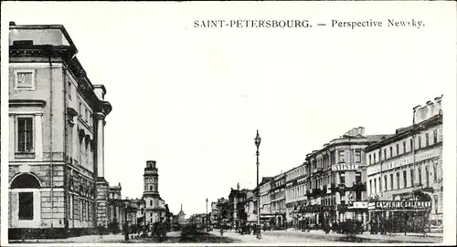 Ak Sankt Petersburg Russland, Perspective Newsky, Straßenpartie