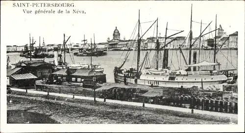 Ak Sankt Petersburg Russland, Vue generale de la Neva, Segelschiff Kaleva
