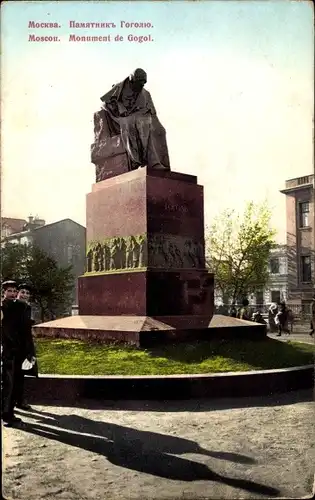 Ak Moskau Russland, Gogol Denkmal, Monument de Gogol