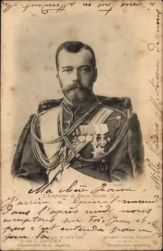 Ak Zar Nikolaus II. von Russland, Portrait in Uniform, Orden