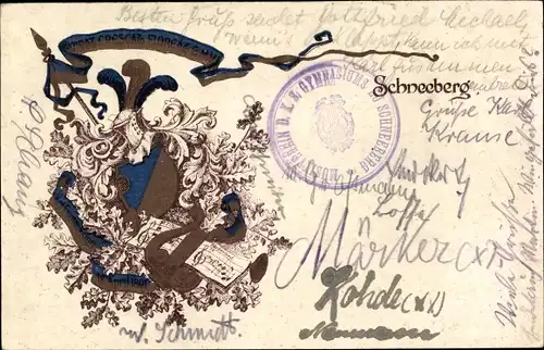 Studentika Ak Schneeberg im Erzgebirge, Musikverein d. K. S. Gymnasiums, Vivat Crescat Floreat