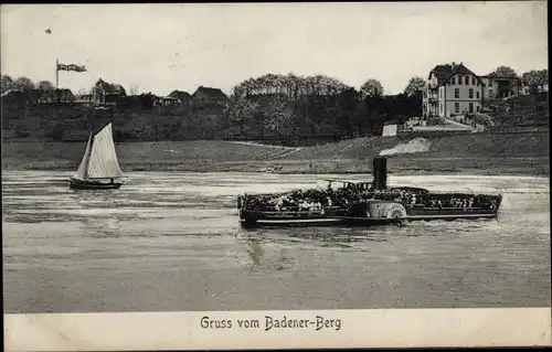 Ak Baden Achim bei Bremen, Badener Berg, Salondampfer