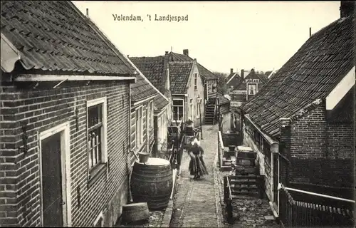 Ak Volendam Nordholland Niederlande, 't Landjespad