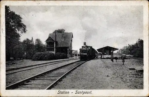 Ak Santpoort Nordholland Niederlande, Bahnhof, Eisenbahn