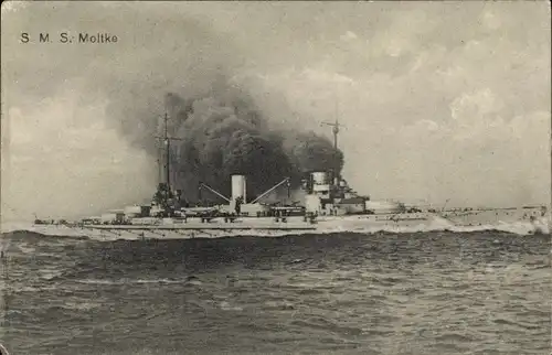 Ak Deutsches Kriegsschiff, SMS Moltke, Panzerkreuzer, Kaiserliche Marine