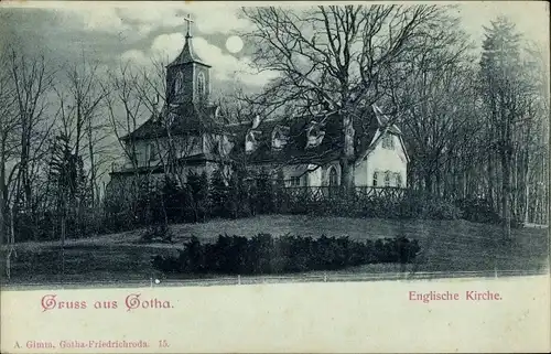 Mondschein Ak Gotha in Thüringen, Englische Kirche