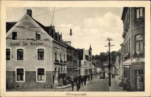 Ak Herzogenrath Nordrhein Westfalen, Gasthof Jos. Niessen, Straßenbahn