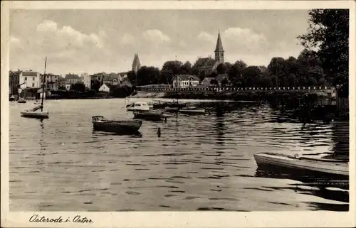 Ak Ostróda Osterode Ostpreußen, Teilansicht, Kirchen