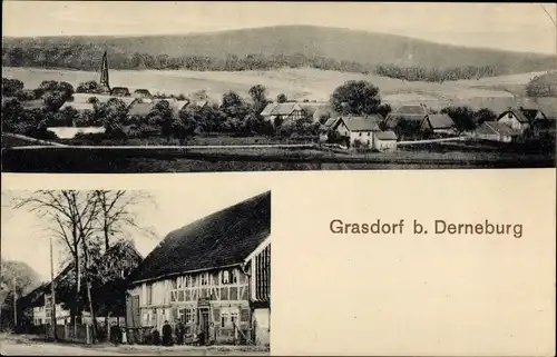 Ak Grasdorf Holle Niedersachsen, Panorama, Fachwerkhaus