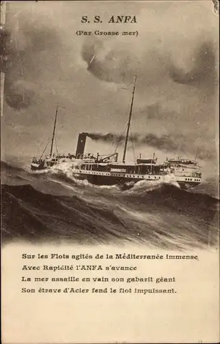 Ak Dampfer SS Anfa, Compagnie de Navigation Paquet, CNP