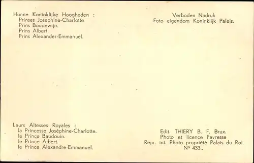 Ak Adel Belgien, Prinzessin Josephine Charlotte, Prinz Alexander Emmanuel, Albert, Spielzeug