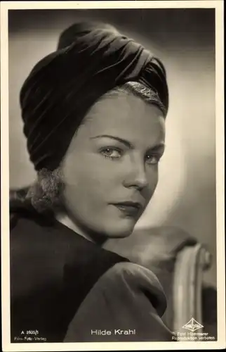 Ak Schauspielerin Hilde Krahl, Portrait, Turban