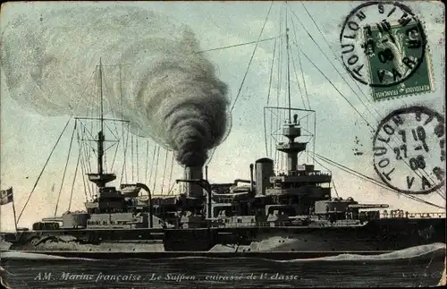 Ak Französisches Kriegsschiff Suffren, Cuirasse de 1e classe, Marine Francaise