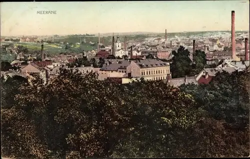 Ak Meerane in Sachsen, Totalansicht, Schornsteine