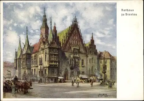Ak Wrocław Breslau Schlesien, Rathaus, 12. Deutsches Sängerbundesfest 1937, 75 Jahrfeier DSB