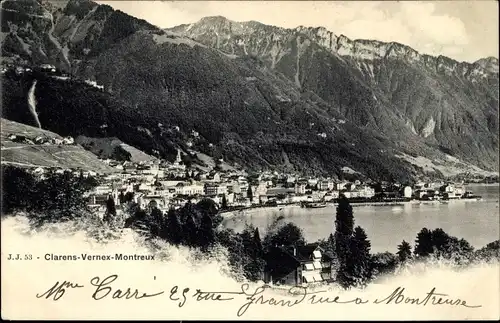 Ak Clarens Montreux Kanton Waadt, Totalansicht