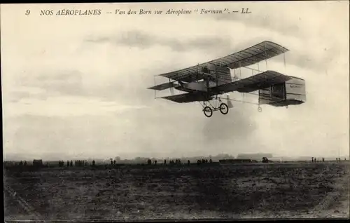 Ak Nos Aeroplanes, Van den Born sur Aeroplane Farman