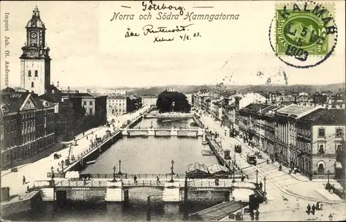 Ak Göteborg Schweden, Norra och Södra Hamngatorna