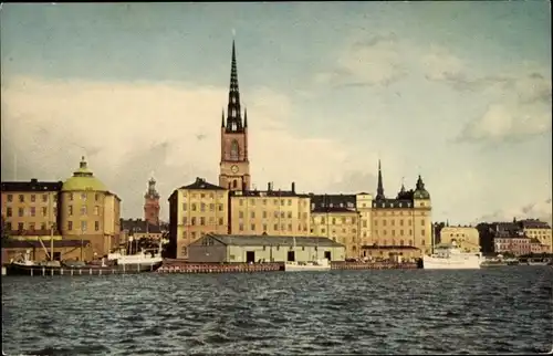 Ak Stockholm Schweden, Riddarholmen fran Riddarfjärden