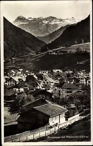 Ak Zweisimmen Kanton Bern, Teilansicht mit Wildstrubel