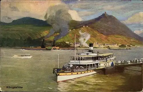 Ak Königswinter am Rhein, Salondampfer der Köln Düsseldorfer Rheindampfschiffahrt