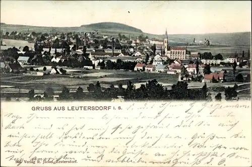 Ak Leutersdorf im Landkreis Görlitz, Blick auf Ortschaft und Umgebung