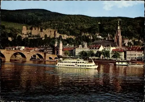 Ak Heidelberg am Neckar, Alte Brücke mit Schloss