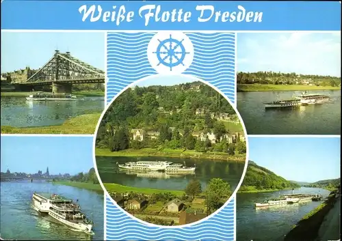 Ak Stadt Wehlen an der Elbe Sächsische Schweiz, Weiße Flotte Dresden, MS Karl Marx, MS Bastei