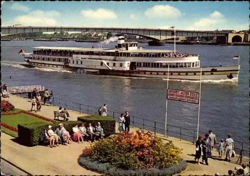 Ak Bonn am Rhein, Brücke über den Rhein, Abfahrt Alter Zoll, Passagierschiff MS Cecilie