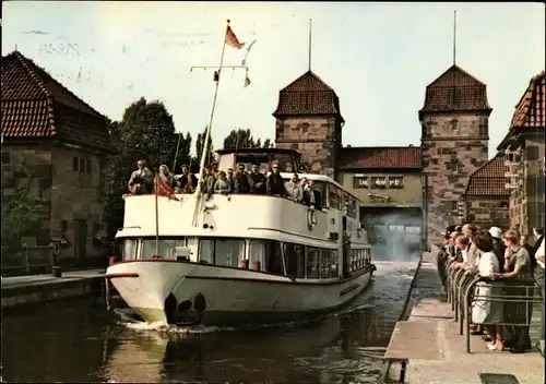 Ak Minden in Westfalen, MS Helena in der Schachtschleuse zw. Mittellandkanal und Weser