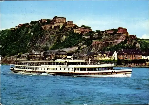 Ak Ehrenbreitstein Koblenz am Rhein, Festung, MS Rüdesheim