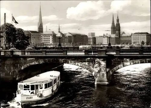 Ak Hamburg, Lombardsbrücke, Fähre Elbek, Innenstadt