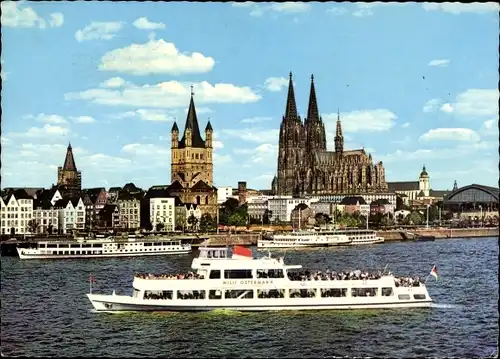 Ak Köln am Rhein, Rheindampfer Willi Ostermann, Rheinufer, Dom, Dampferanlegestelle