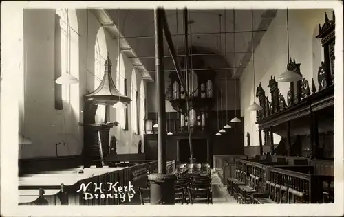 Ak Dronrijp Friesland Niederlande, N. H. Kerk, Innenansicht