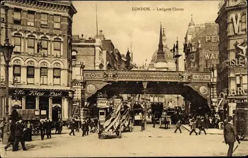 Ak London City, Ludgate Circus, The King Lud