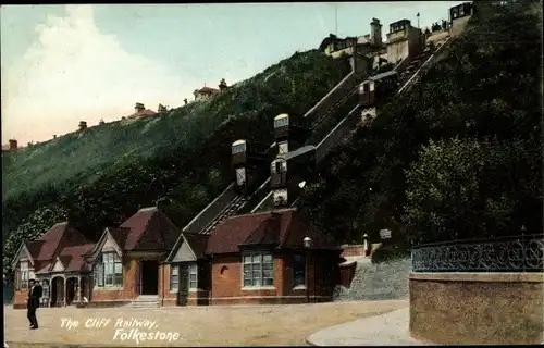 Ak Folkestone Kent England, The Cliff Railway