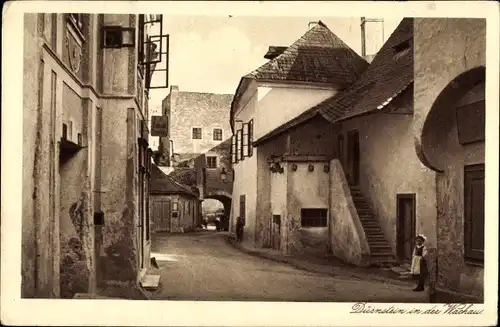 Ak Dürnstein an der Donau Wachau Niederösterreich, Straßenpartie, Freitreppen, Häuser