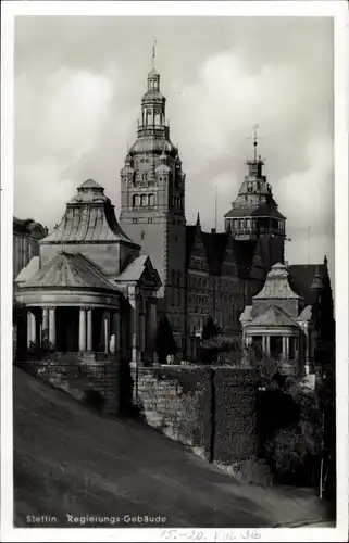 Ak Szczecin Stettin Pommern, Regierungs-Gebäude