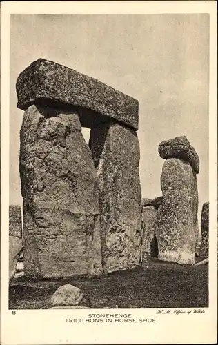 Ak Amesbury Wiltshire England, Stonehenge, Trilithons in Horse Shoe