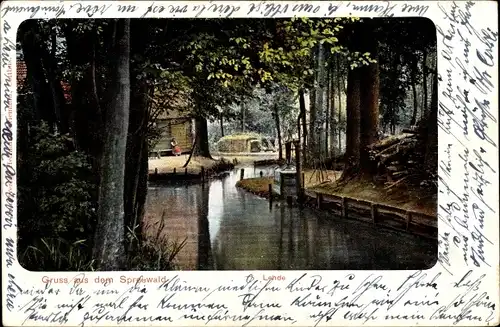 Ak Lehde Lübbenau im Spreewald, Ortspartie