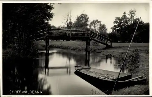 Foto Ak Spreewald, Spreewaldbank, Brücke, Kahn