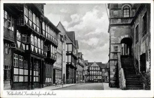 Ak Wolfenbüttel in Niedersachsen, Kanzleistraße mit Archiv