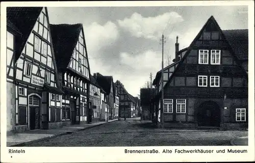 Ak Rinteln an der Weser,  Brennerstraße, Fachwerkhäuser, Museum