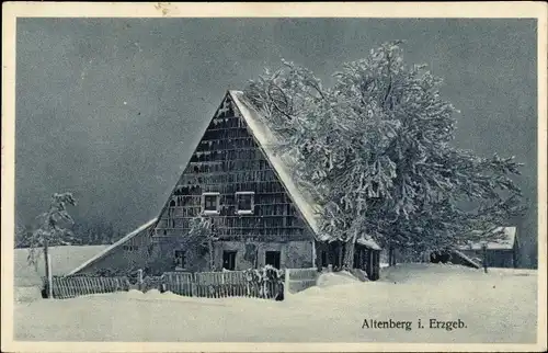 Ak Altenberg im Erzgebirge, Haus, Winteransicht