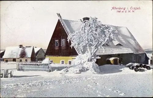 Ak Altenberg im Erzgebirge, Ortspartie im Winter