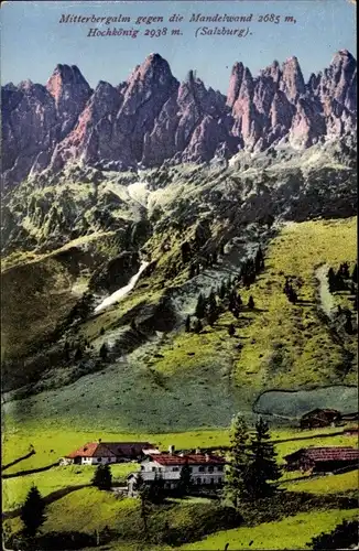 Ak Salzburg, Photochromie Purger 10873, Mitterbergalm, Mandelwand, Hochkönig